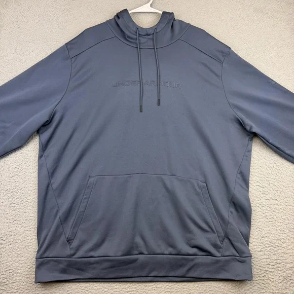 Under Armour Hoodie Mens 3XL Gray Fleece Pullover Sweatshirt Loose Fit Logo - Picture 2 of 13